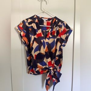 Nine West abstract print wrap top